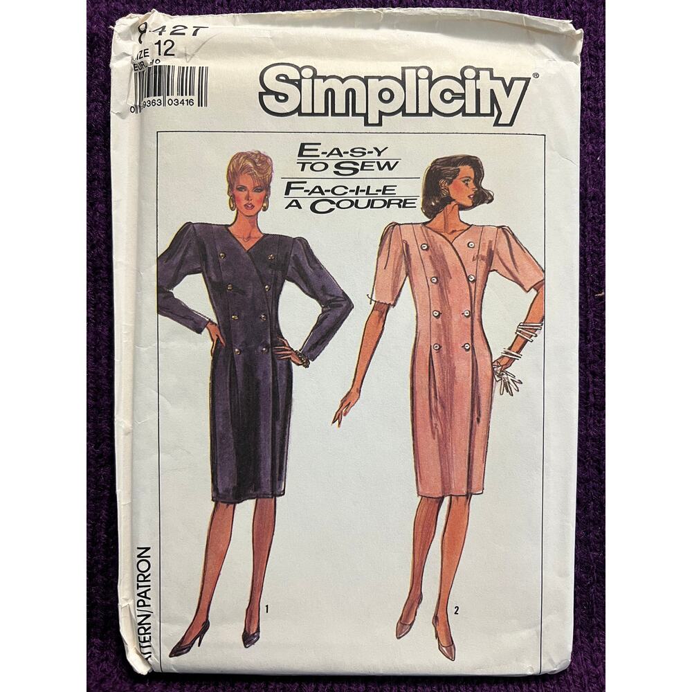Simplicity 8427 suit dress pattern straight skirt 1980s